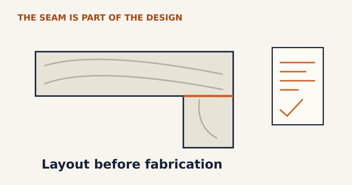 Quartz Countertop Quotes: Approve the Seam Layout Too — conceptual illustration